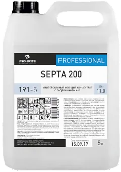 Концентрат универсальный моющий с содержанием ЧАС SEPTA 200, 5 л, PRO-BRITE