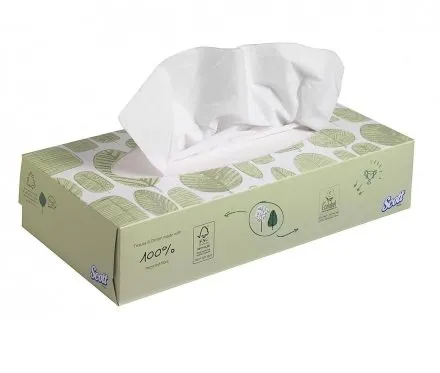 Салфетки косм. для лица Scott, белые, 100 л./коробка, 21 коробка/уп., Kimberly-Clark,