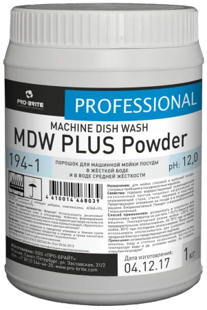 Порошок для маш. мойки посуды (жест. воды 4-12°Ж) MDW PLUS Powder, 1 л,  PRO-BRITE