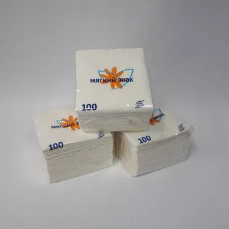 картинка Салфетки бумажные 1 сл. 100 листов 24*24 Мягкий знак (уп. 90пачек)