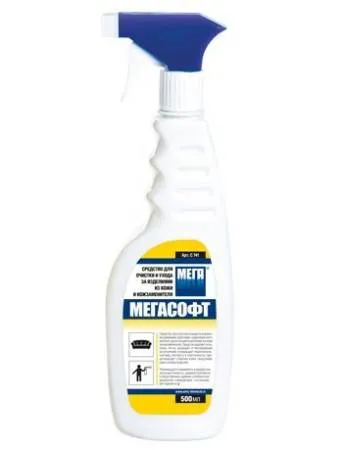 картинка МЕГАСОФТ Средство для очистки и ухода за изделиями из кожи и кожзаменителя, триггер 500 мл. С741 