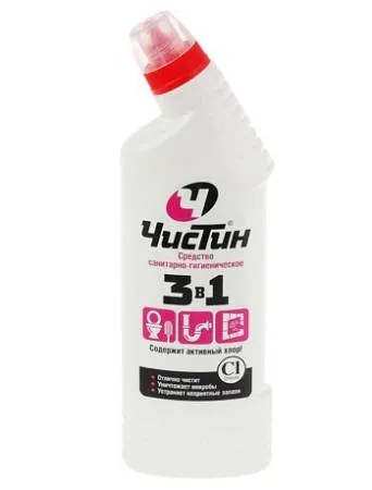 картинка Чистящее средство для сантехники ЧИСТИН 3 в 1  хлорный 750мл. 1/14 