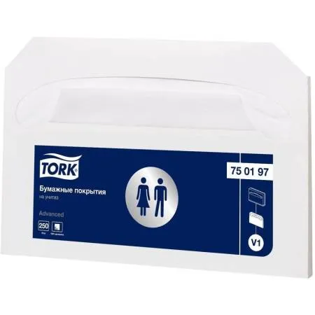 Покрытия Tork Advanced индивидуальные бумажные на унитаз, 41х37 см, белые, 250 л,Tork