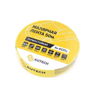 Лента маскирующая термостойкая 25 мм x 50 м 120°С (жёлтая), Autech