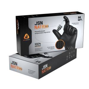 Ультрапрочные нитриловые перчатки JSN NATRIX , нескользящие чёрные, размер XXL, 50шт/25 пар, Jeta Safety