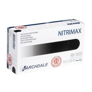 Перчатки нитриловые неопудренные М черные (100 шт в пачке) NitriMax