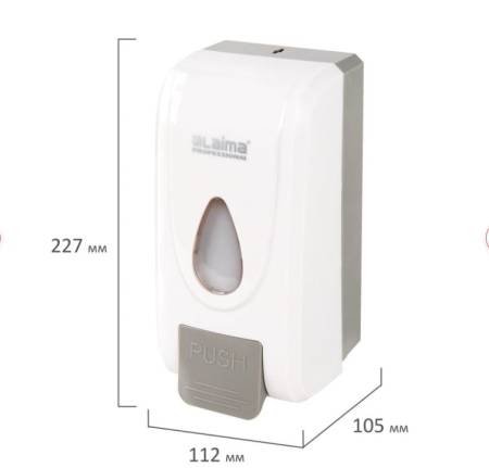 картинка Дозатор для жидкого мыла-пены 1 л, пластик, белый, LAIMA 