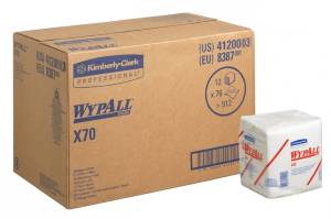 Материал протирочный в пачках WypAll X70, белый, сложение 1/4, 76 листов/упаковка, 12 упаковок/коробка, Kimberly-Clark