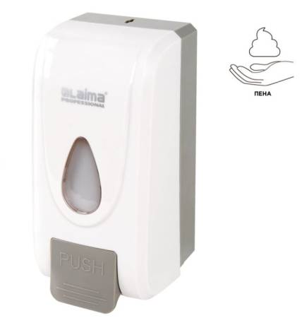 Дозатор для жидкого мыла-пены 1 л, пластик, белый, LAIMA