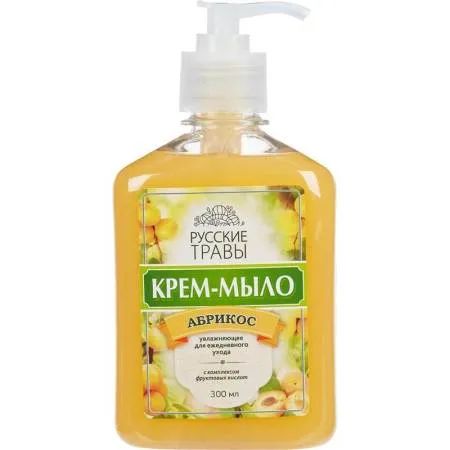 Крем-мыло жидкое с дозатором Абрикос 300 мл, Русские Травы,