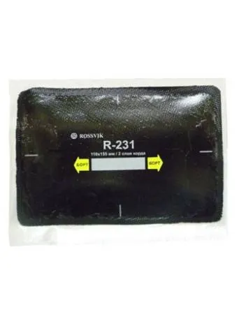 картинка Пластырь кордовый радиальный R-231, 2 слоя корда, 110х155 мм, упаковка 10 штук, Rossvik. 