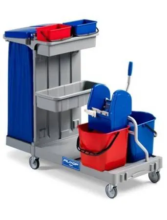 Тележка многофункциональная ACG пластик 2х15 л. и 2х4 л. с полкой ALFA, без крышки