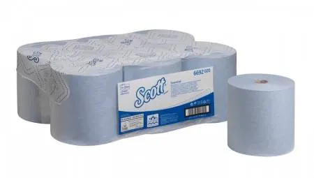 Полотенца бумажные в рулонах Scott Essential, голубые, 1 сл., 354 м, 6 рулонов, Kimberly-Clark,
