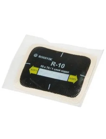 картинка Пластырь (заплата) радиальный для горячей и холодной вулканизации, R-10, 55х75 мм, 1 слой корда, 20 шт, Rossvik 