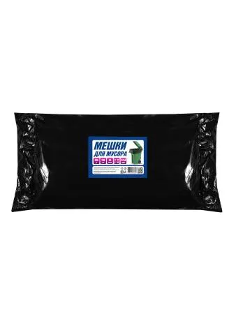 Пакет мусорный 300 л.120х140 см. ПВД 50 мкм. пласт 100 шт. черный, ACG