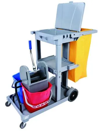 Тележка ACG многофункциональная, ведра 2 х 15л, пластиковый каркас с двумя полками