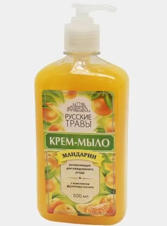 Крем-мыло жидкое с дозатором Мандарин 500 мл, Русские Травы,