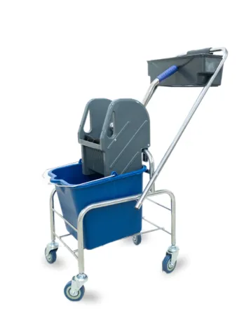 Тележка уборочная БЕЗ ЛОГО 1 х 20л, с отжимом и пластиковой корзиной, база хром