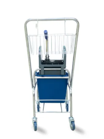 картинка Тележка уборочная БЕЗ ЛОГО 1 х 20л, с отжимом и корзиной хром, база хром 