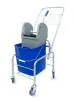 Тележка уборочная БЕЗ ЛОГО 1 х 25л с отжимом и корзиной хром, база хром