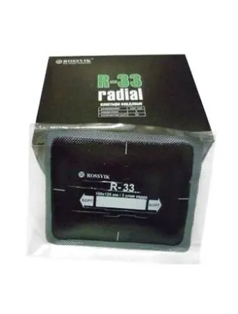 картинка Пластырь (заплата) радиальный для горячей и холодной вулканизации, R-33, 100х125 мм, 3 слоя корда, 10 шт, Rossvik 