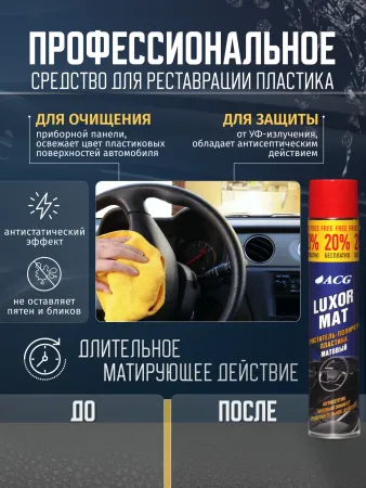 картинка LUXOR MAT ACG 1000 мл Очиститель-полироль пластика матовый с ароматом бабл-гам автохимия для салона