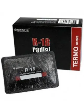 картинка Пластырь кордовый радиальный R-18, ТЕРМО, 2 слоя корда, 75х110мм, упаковка 10 штук, Rossvik. 