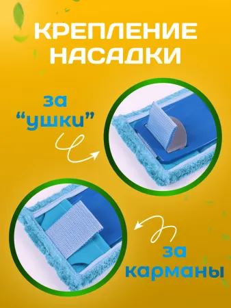 картинка МОП ACG плоский "Микрофибра" 50 см, ушки+кормашки, синий 