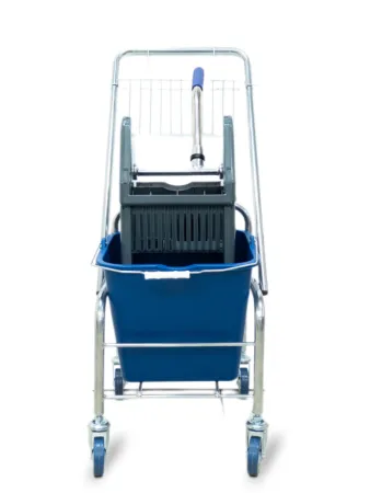 картинка Тележка уборочная БЕЗ ЛОГО 1 х 20л, с отжимом и корзиной хром, база хром 