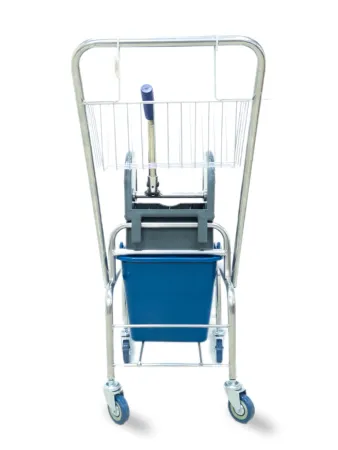картинка Тележка уборочная БЕЗ ЛОГО 1 х 16л с отжимом и корзиной хром, база хром 