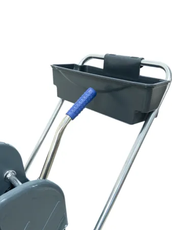 картинка Тележка уборочная БЕЗ ЛОГО 1 х 16л, с отжимом и пластиковой корзиной, база хром 