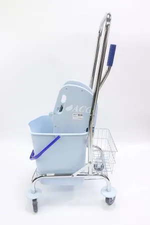 картинка Тележка ACG 1 х 25 л с отжимом, ведро СЕРОЕ, корзина для химии, база хром  