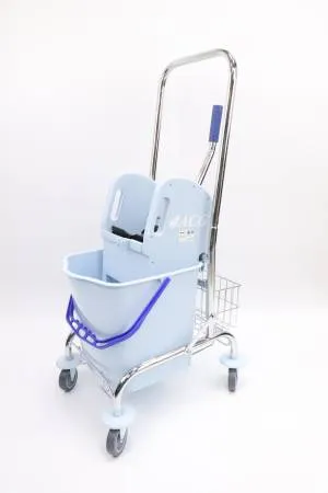 картинка Тележка ACG 1 х 25 л с отжимом, ведро СЕРОЕ, корзина для химии, база хром  