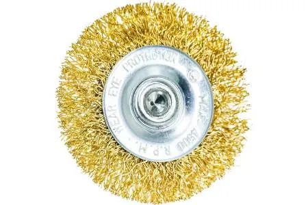 Щетка для дрели плоская со шпилькой 50 мм (латунированная витая проволока), MATRIX