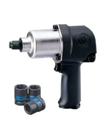 картинка Гайковерт пневматический ударный 1/2", 678 Нм, в комплекте 3 торцевые головки, KING TONY, P33411-040B 