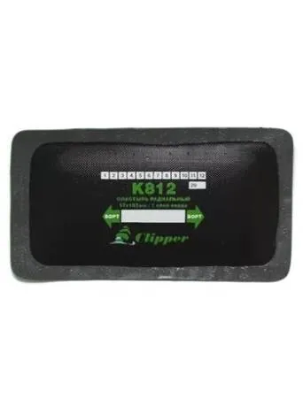 картинка Пластырь (заплата) радиальный для горячей и холодной вулканизации, К812, 56х102 мм, 1 слой корда, 10 шт, К812, Clipper 