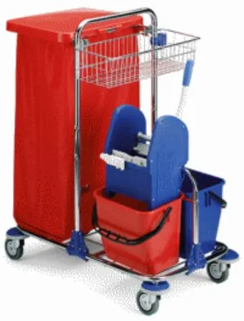 Тележка многофункциональная ACG 2х12 с полкой Teddy, с держателем под мусорный мешок, без крышки