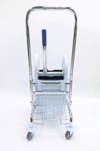 картинка Тележка ACG 1 х 25 л с отжимом, ведро СЕРОЕ, корзина для химии, база хром 