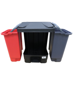 картинка Контейнер для раздельного сбора мусора,2 х 10л, ведро СЕРОЕ + КРАСНОЕ, с педалью 1/4