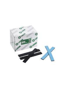 картинка 0071 Fe 100 LUXOR Груза ЧЕРНЫЕ самоклеящиеся оцинкованные 60 г(5*5) синий скотч (уп 100 шт)