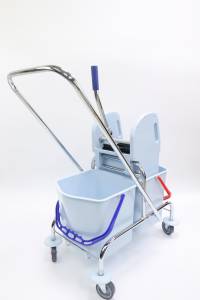 картинка Тележка ACG 2х17 л с отжимом ведра СЕРЫЕ база хром 