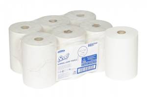 Полотенца бумажные в рулонах Scott Slimroll, белые, 1 сл., 190 м, 6 рулонов, Kimberly-Clark,
