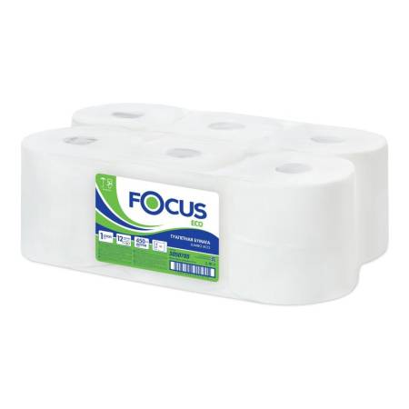 Бумага туалетная 1 сл белая 450м (12рул) Focus Eco Jumbo