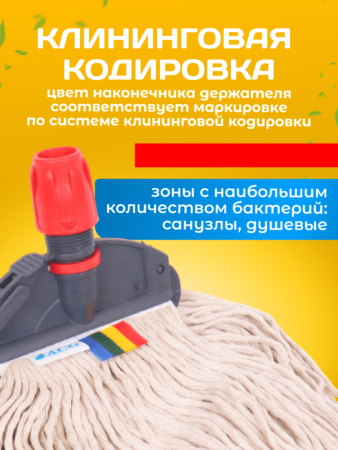 картинка Зажим для мопа Кентукки, с пластиковым зажимом, серо - красный 