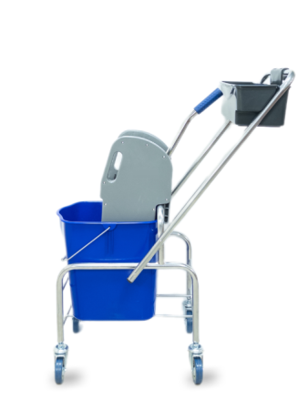 картинка Тележка уборочная БЕЗ ЛОГО 1 х 25л с отжимом и пластиковой корзиной, база хром 