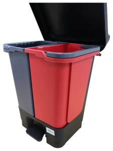 картинка Контейнер для раздельного сбора мусора,2 х 10л, ведро СЕРОЕ + КРАСНОЕ, с педалью 1/4