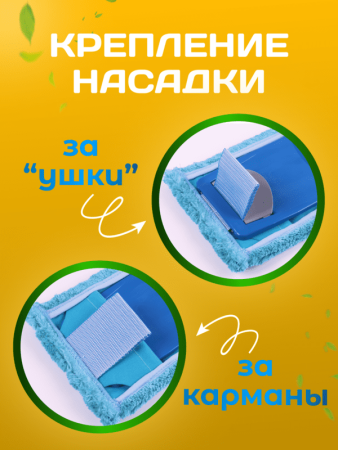картинка МОП ACG плоский "Микрофибра" 40х13 см., карман+ушки, синий 