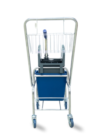 картинка Тележка уборочная БЕЗ ЛОГО 1 х 20л, с отжимом и корзиной хром, база хром 