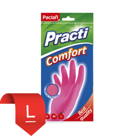 Перчатки хозяйственные резиновые L Paclan Comfort, розовые