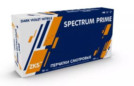 Перчатки нитриловые неопудренные L темно-фиолетовые (100 шт. в пачке) ZKS Spectrum Prime